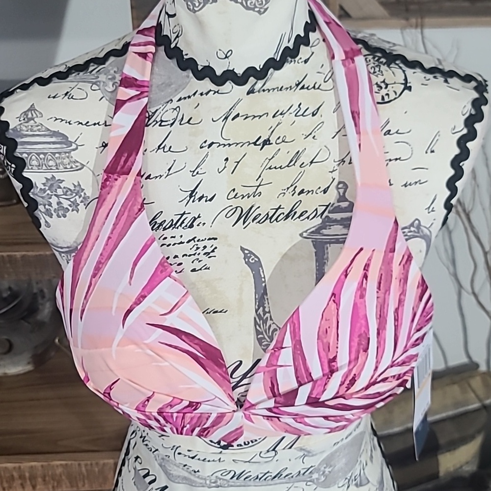 Aqua Couture Pink Tropical Bikini Top - Picture 3 of 9